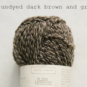 Biches & Bûches Le Gros Lambswool Yarn In Undyed Dark Brown And Grey